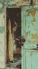 Wall Mural - Decaying Doorway: A Glimpse into the Past