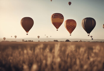 Wall Mural - frame balloons air hot space allowing balloon airborne ascending aviation colourful fleet flight float fly