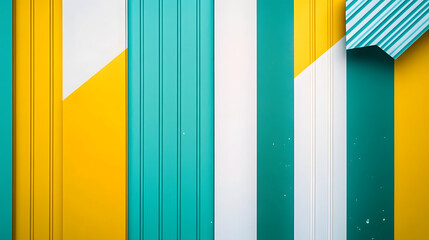 Wall Mural - a backdrop of green, yellow, and white in vertical stripes exudes elegance and modernity.