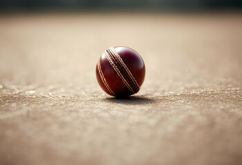 Wall Mural - seam ball cricket white red used sport equipment leather new polished background leisure exercise ha