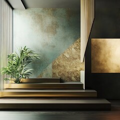 Canvas Print - Modern Interior Design: Geometric Architecture and Luxurious Ambiance