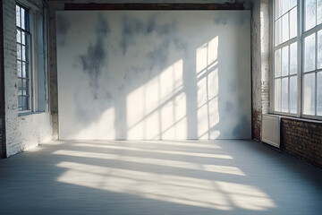 Wall Mural - studio wall features a gradient of grey and white, providing a versatile backdrop for adding text or