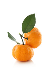 Wall Mural - fresh orange color tangerines isolated on a white background