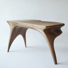 Poster - Sculptural Wooden Desk: Modern Art Meets Functionality