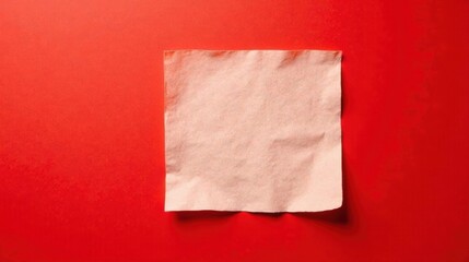 Aufkleber - A light peach colored square of crumpled paper rests on a vibrant red background
