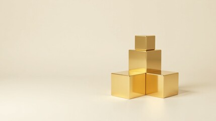 Aufkleber - Golden Cubes Arranged in an Ascending Pattern on a Light Background