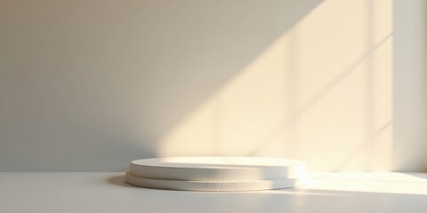 Aufkleber - Elegant Minimalist Product Display Platform with Soft Sunlight