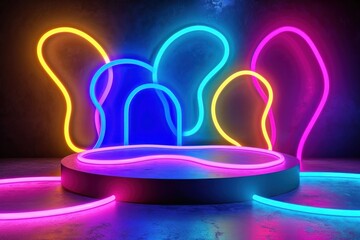 Canvas Print - Neon background light night illuminated.