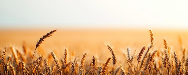 Wall Mural - Scenery abstract background idea. A beautiful golden field of wheat swaying gently in the warm sunlight of a serene day.