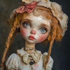 Wall Mural - Whimsical Porcelain Doll: A Vintage Fairytale Portrait