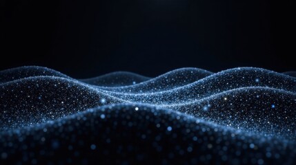 Aufkleber - Abstract Dark Blue Sparkling Undulating Surface with Glimmering Particles