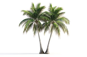 Wall Mural - Two small coconut trees isolated on a white background