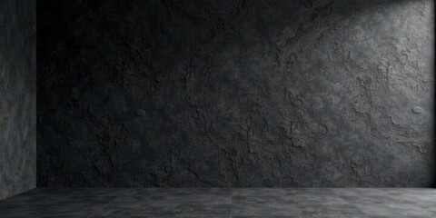 Fototapete - Dark Textured Wall and Floor Interior Scene for Design Projects