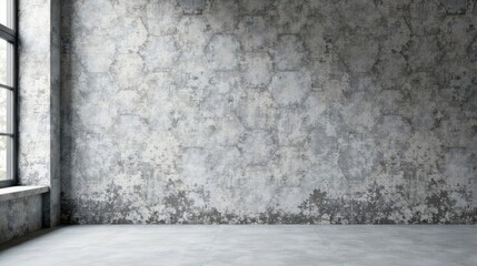 Poster - Empty industrial room with hexagonal textured wall and window