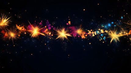 Wall Mural - Banner with fireworks on light black background