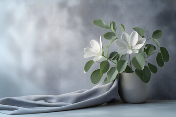 Wall Mural - stock photo features a simple and elegant gray background, providing a neutral and professional sett