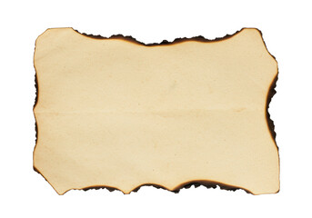 old paper or map with burnt edges isolated on white background, no depth of field, sharp.