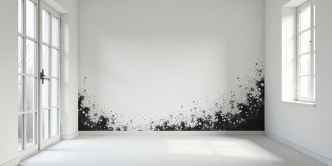 Poster - Modern Minimalist Room Interior Design with Abstract Ink Splash Wall Art
