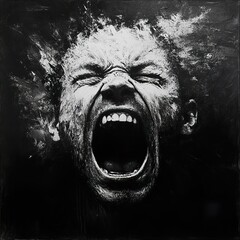 Canvas Print - The Scream: A Black and White Expression of Anguish