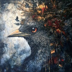 Wall Mural - Mystical Crow: A Dark Fantasy Portrait