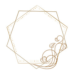 Wall Mural - vector polygonal vintage style floral frame with ivy leaves decoration.