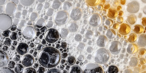 Wall Mural - Bubbles created during washing serve as an interesting background, showcasing the unique patterns and textures that bubbles can produce, adding a captivating visual element to any composition.