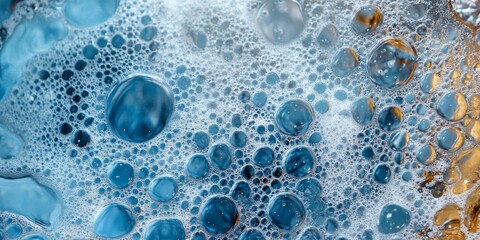 Wall Mural - Bubbles created during washing serve as an interesting background, showcasing the unique patterns and textures that bubbles can produce, adding a captivating visual element to any composition.