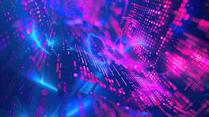 Wall Mural - very stylish digital matrix background in shape of hologram, electric blue, light blue, dark blue, e