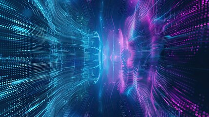 Wall Mural - very stylish digital matrix background in shape of hologram, electric blue, light blue, dark blue, e