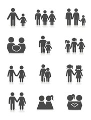 Poster - Black Set of People Icons. Icons of Population, Teams, Family, Children, Seniors, Group, Humanity and Other