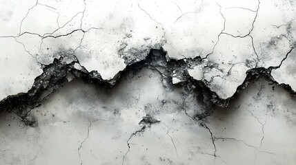 Wall Mural - Cracked and fractured surface showing significant damage