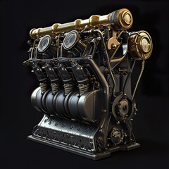 Wall Mural - steampunk engine: a masterpiece of mechanical art