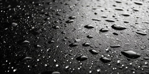 Wall Mural - Abstract background in black and white featuring raindrops on the ground, creating a striking contrast. This black and white abstract background showcases the beauty of raindrops on the surface.