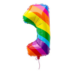 Wall Mural - Rainbow-colored balloon shaped like the number 