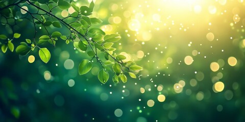 Poster - Abstract green bokeh background featuring a blurred aesthetic, perfect for creating a serene atmosphere. This abstract green bokeh background highlights natural elements beautifully.
