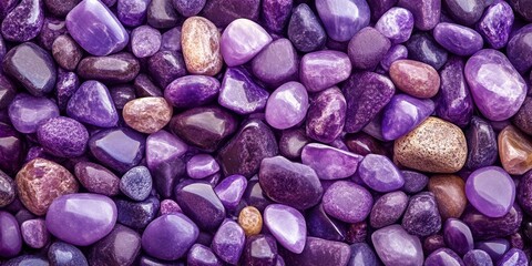 Aufkleber - A stunning background filled with an array of purple stones creates a vibrant and eye catching display. This background of purple stones offers a unique and colorful visual appeal.