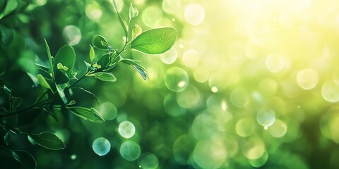 Poster - Green texture background featuring blurred photos and bokeh effects, creating a fresh nature atmosphere that embodies a healthy and bio concept with vibrant green elements throughout.