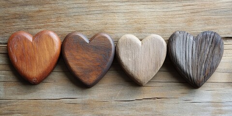 Aufkleber - Rustic wooden hearts create a charming and warm aesthetic, perfect for greeting cards. These wooden hearts in a rustic style add a unique touch to any greeting card design.