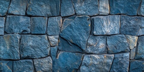 Leinwandbilder - Seamless texture showcasing a blue stone wall, perfect for creating an abstract background. This blue stone wall texture enhances any design project with its unique patterns.