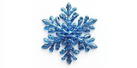 Aufkleber - Isolated blue decorative snowflake on a white background, showcasing the intricate design of a blue snowflake. This blue decorative snowflake adds a unique touch to winter themes.
