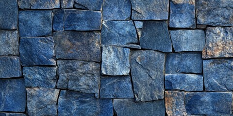Leinwandbilder - Seamless texture showcasing a blue stone wall, perfect for creating an abstract background. This blue stone wall texture enhances any design project with its unique patterns.