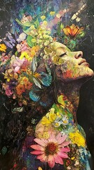 Canvas Print - Woman in a Garden of Flowers: A Colorful Fantasy Portrait