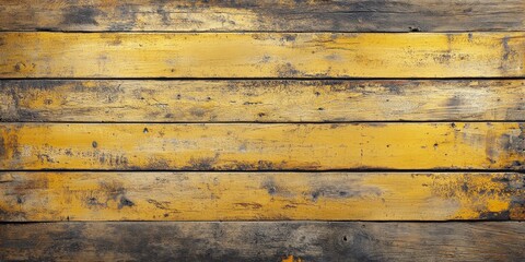 Poster - Texture of aged yellow rustic boards showcases a worn and shabby appearance, highlighting the unique texture of old boards that brings character and charm to any project involving rustic design.