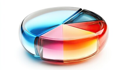 Wall Mural - 3d glass pie chart: colorful data visualization for business reports