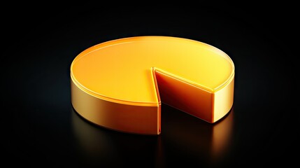 Wall Mural - 3d golden pie chart on black background