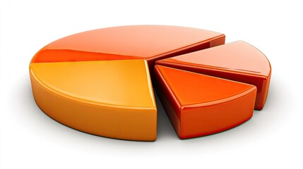 Wall Mural - 3d orange and red pie chart data visualization