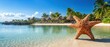 © easedesign - a beautiful sunny tropical lagoon and pristine sandy Palm Beach; Background for summer travel banner