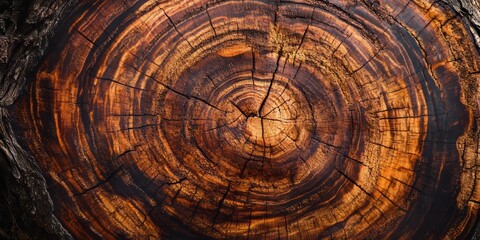 Aufkleber - Closeup of an ancient cut tree showcasing intricate textures and patterns, highlighting the beauty and history of the ancient tree s rings and surface details for a stunning background.