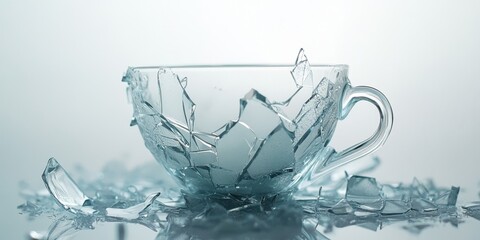 Aufkleber - Shattered cup fragments showcase the unique beauty found in imperfection, highlighting how shattered cup pieces can create captivating art and inspire reflections on beauty in imperfection.