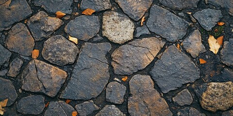 Leinwandbilder - Pavement texture captured in a park setting, ideal for creating backgrounds. This pavement texture provides a diverse visual element that enhances various design projects with its unique